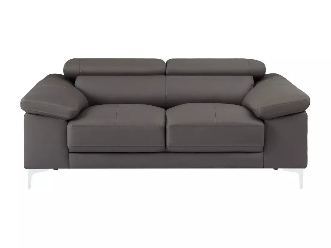 Canapé 2 places en cuir gris anthracite SOLANGE