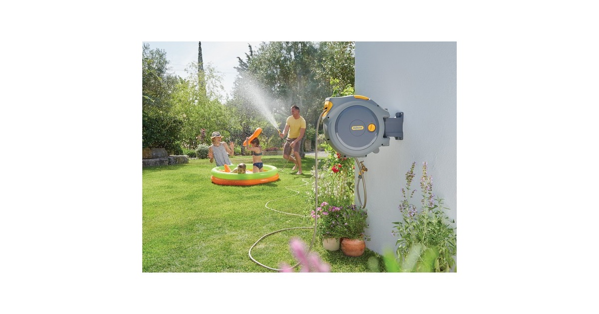 Hozelock2403 Auto Reel Wandslangbox slanghaspel  (Grijs/geel, 30 meter)