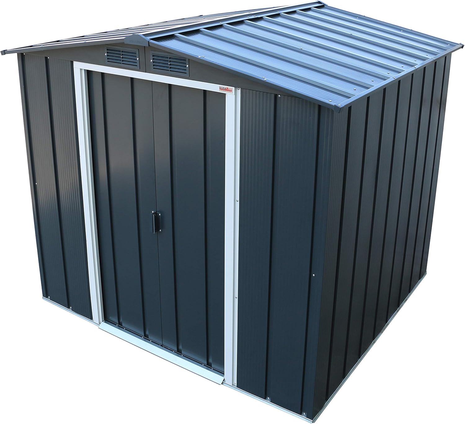 Duramax ECO 6 x 6 (3.33 m²) Metallgerätehaus, feuerverzinktes Metall gerätehaus - Geräteschuppen, verstärkte Dachkonstruktion, wartungsfreier und wetterfester Metallschuppen, Anthrazit
