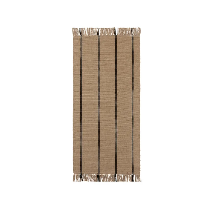 Broste Copenhagen - Yuki Teppich, 70 x 140 cm, schwarz / natur