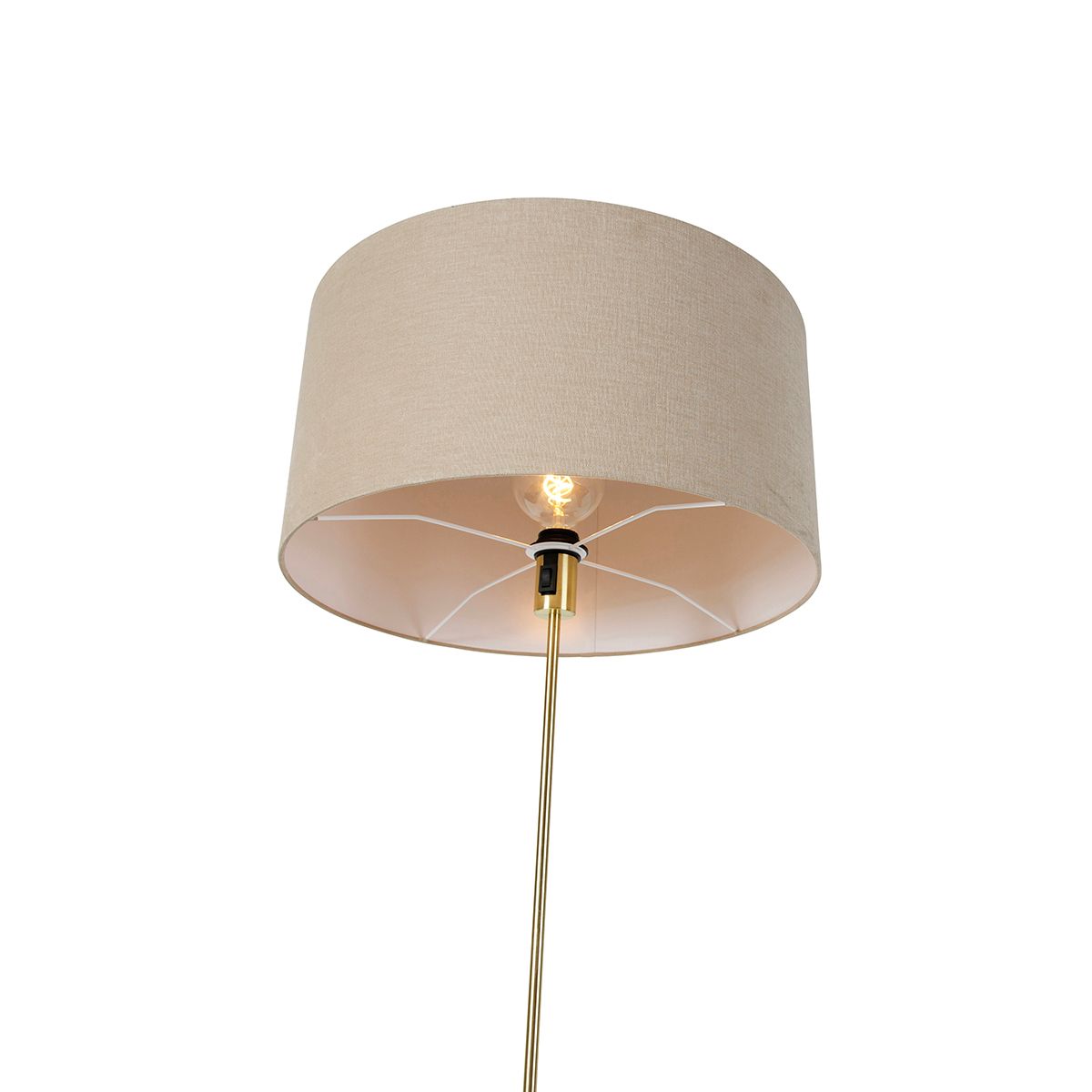 Vloerlamp verstelbaar goud met kap lichtbruin 50 cm - Parte