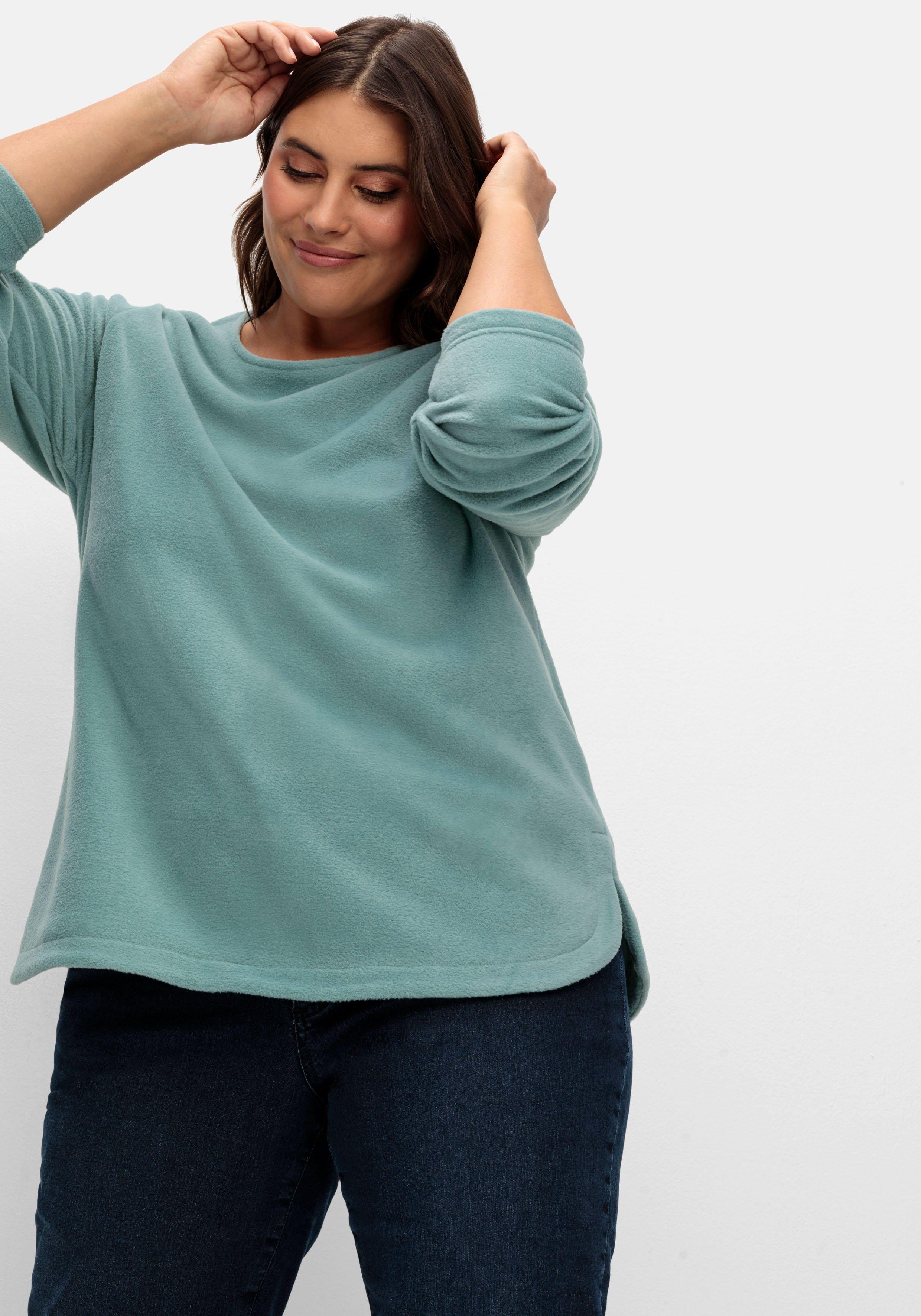 Fleeceshirt mit abgerundetem Saum