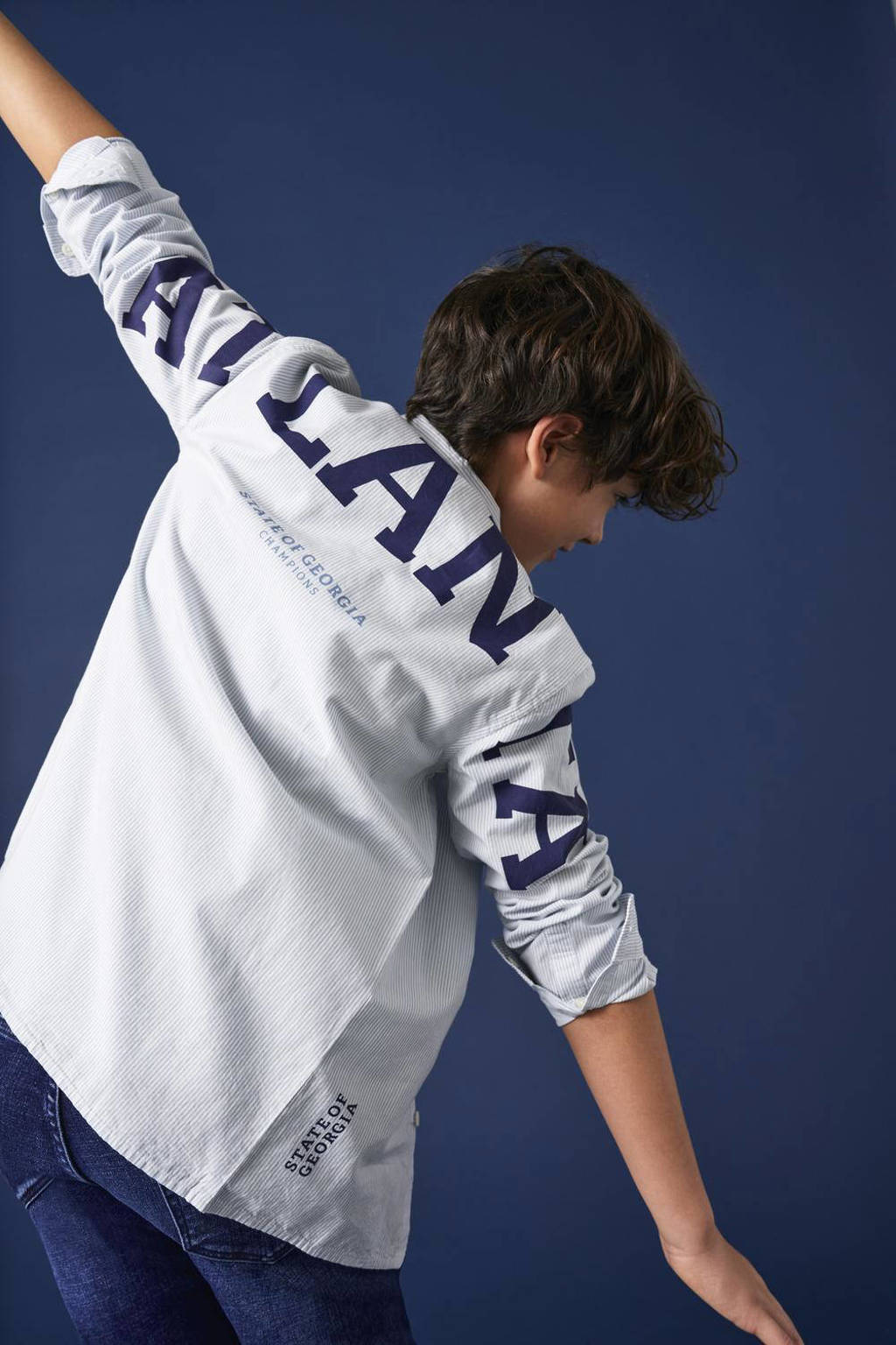 ONLY overhemd KOBNIELS met backprint blauw