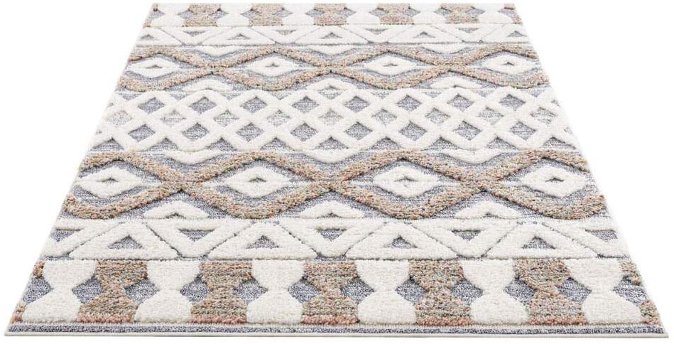 Carpet City Hochflor-Teppich »Focus 3050« rechteckig 20 mm Höhe Läufer, Boho, Hochtief-Muster/ 3D-Effekt, für Wohnzimmer, Schlafzimmer