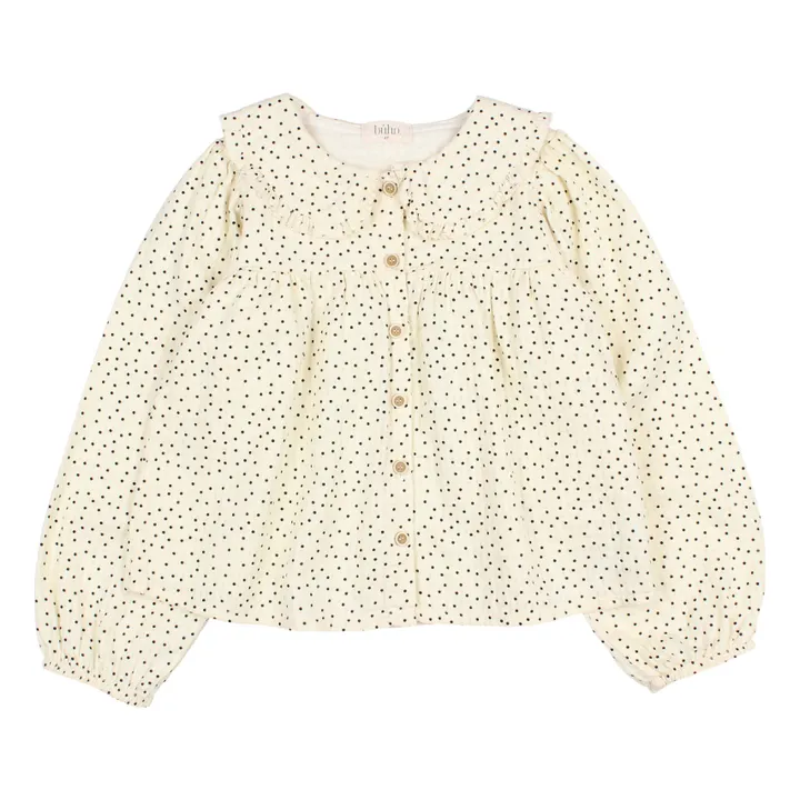 Búho Blouse Gaze de Coton Bio Boutonnée à Pois | Ecru