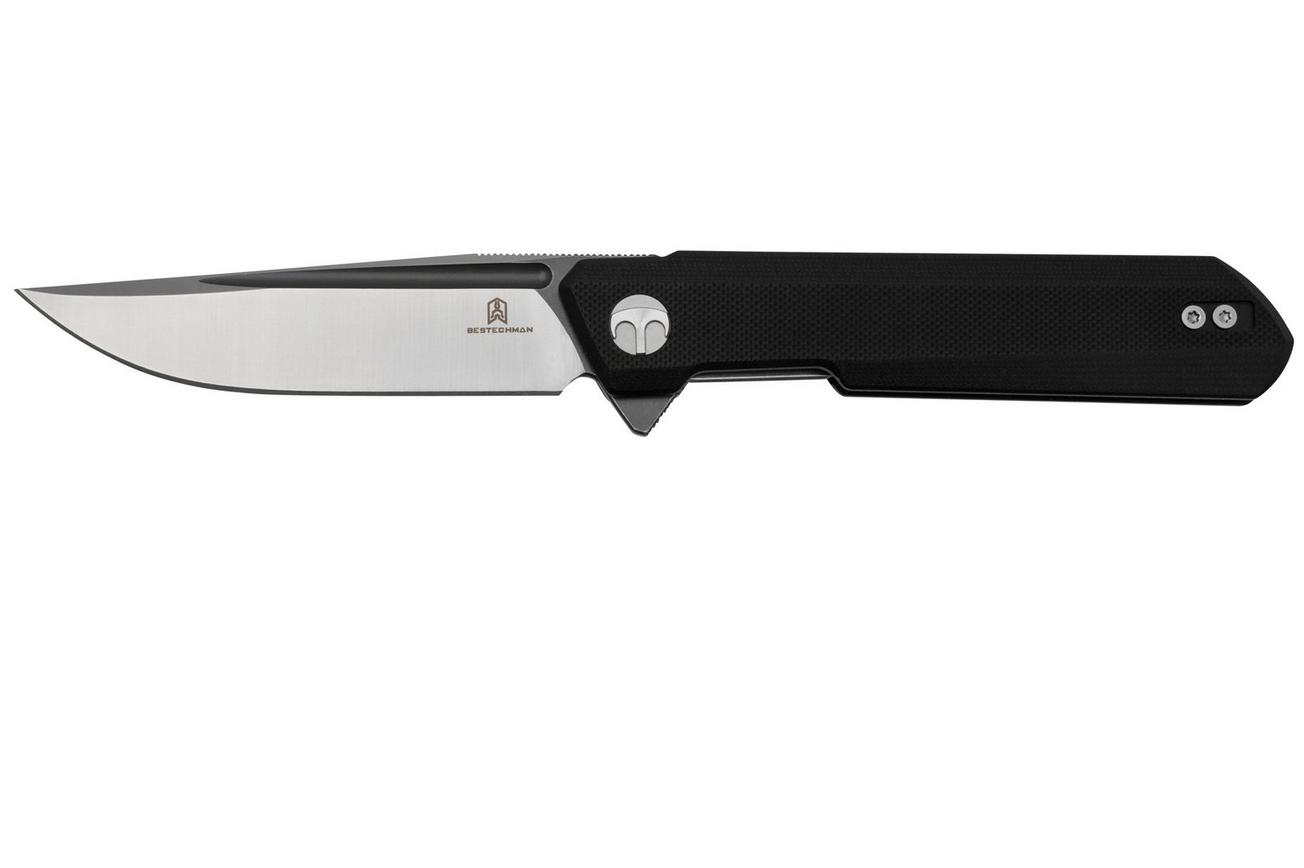 Bestechman Dundee BMK01D, Black G10, Satin D2 With Dark Coating, zakmes Ostap Hel design