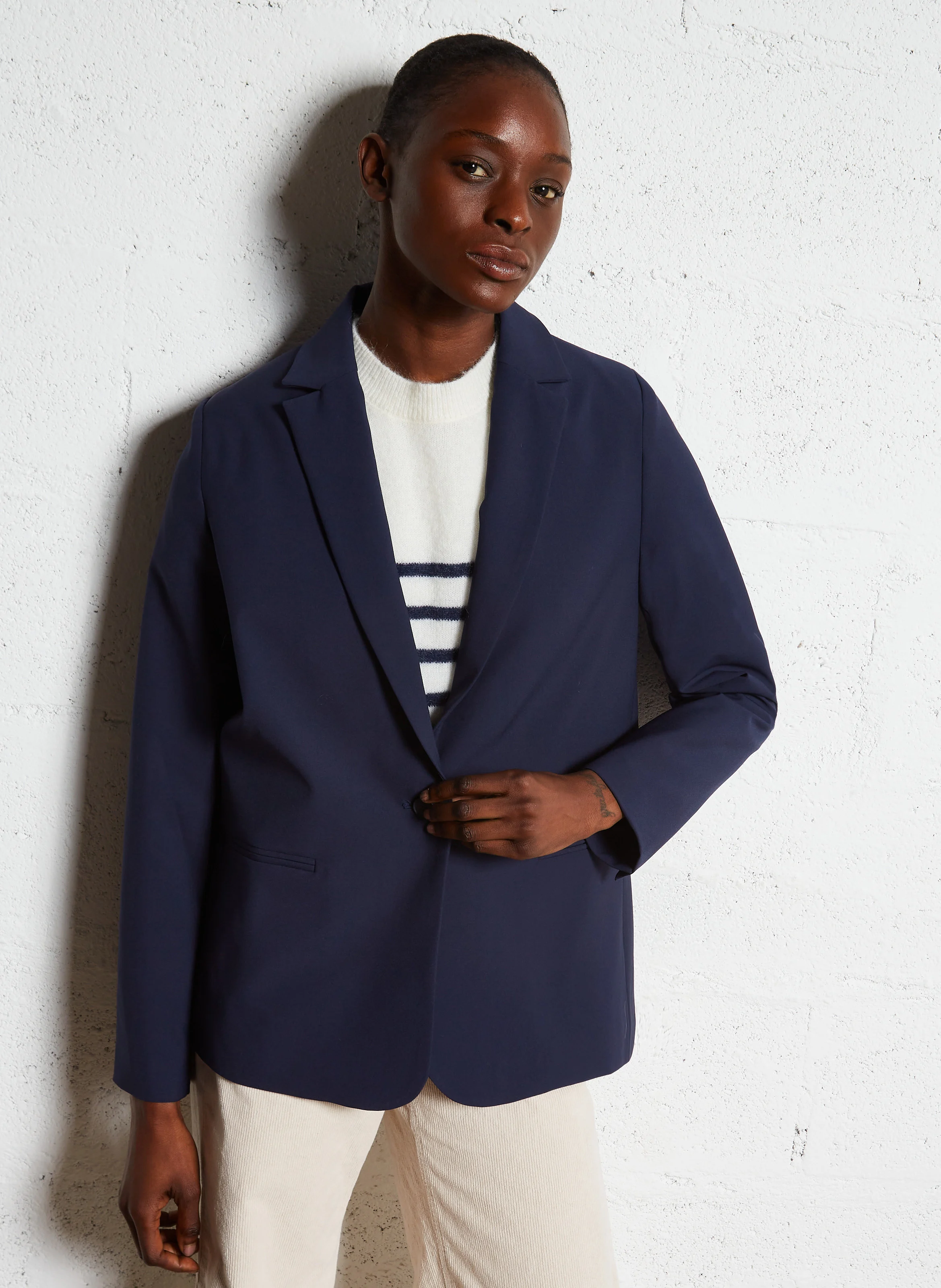 VEDELINE - Veste de tailleur droite | Bleu
