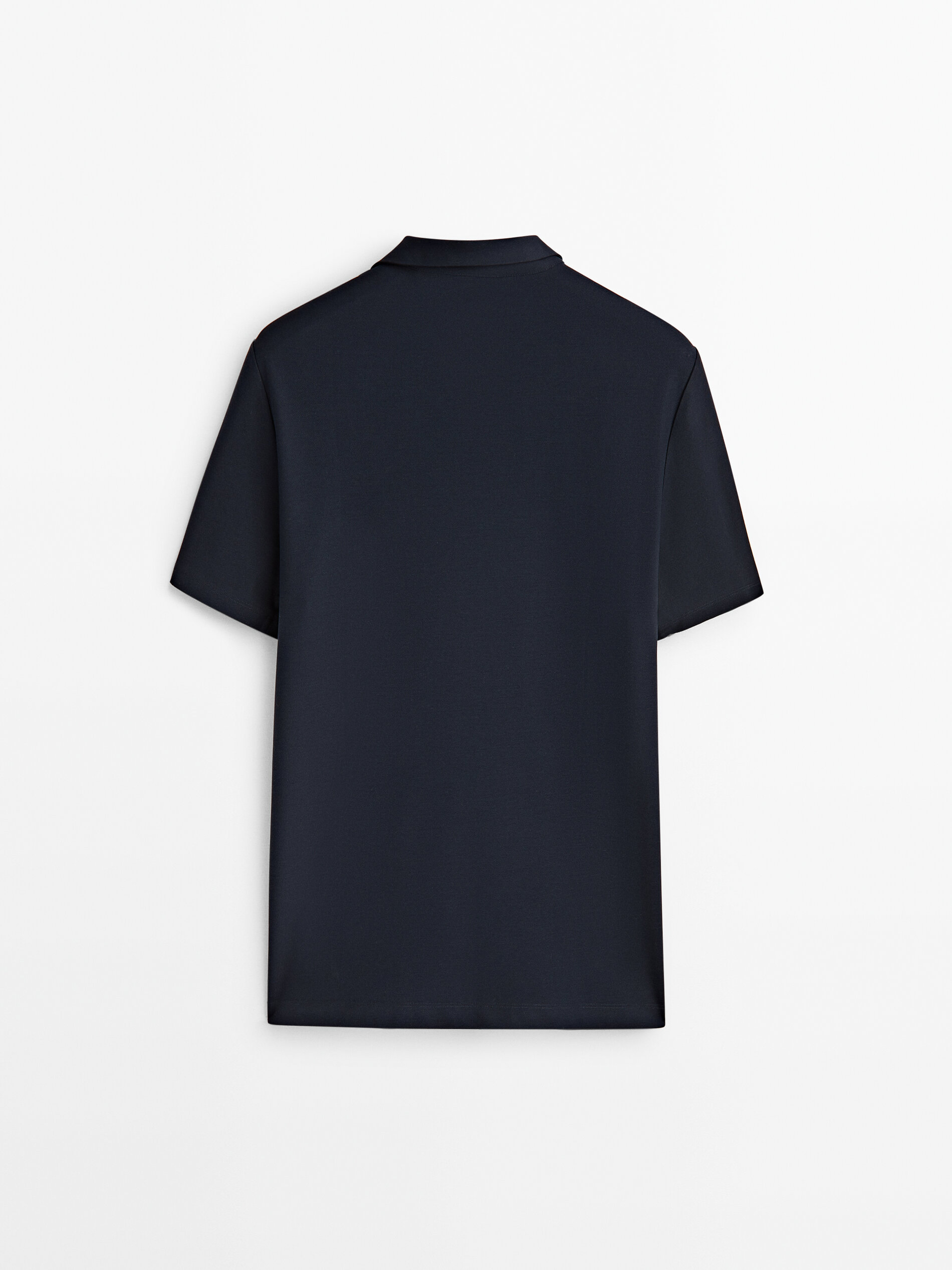 Camisa polo curta estilo mangá com micro sarja - AZUL MARINO