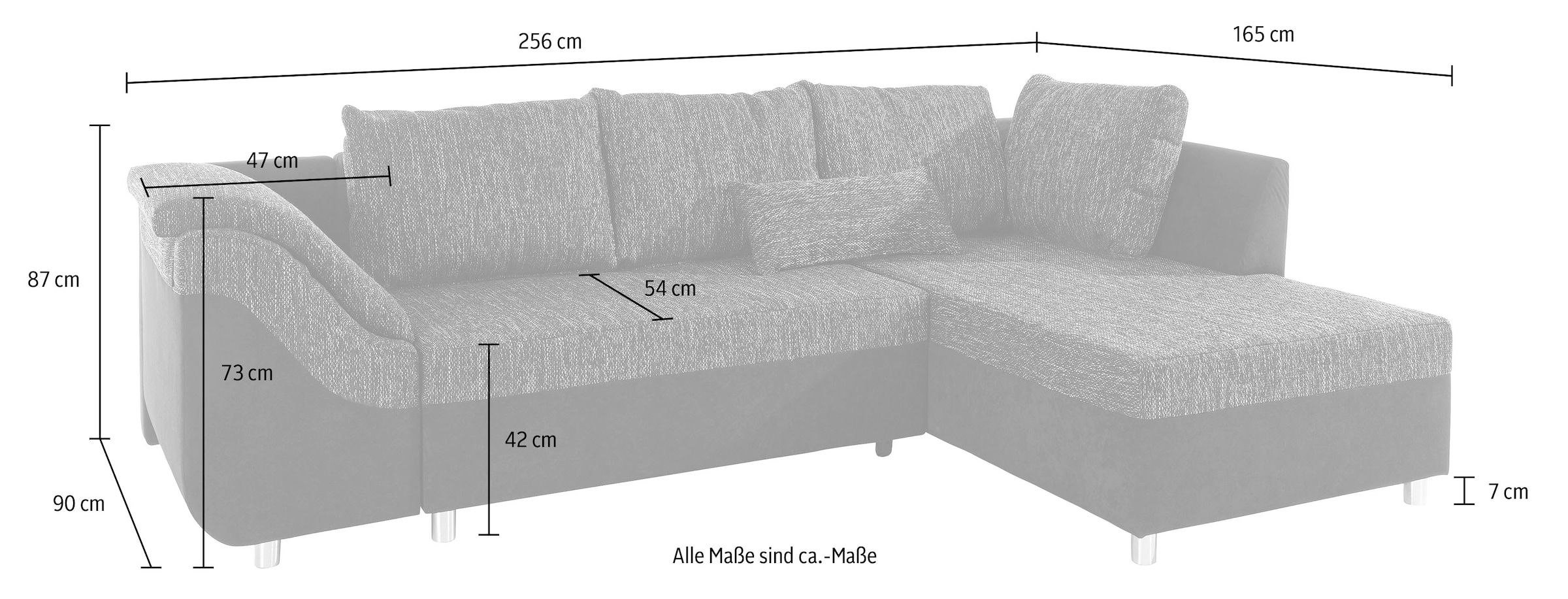 COLLECTION AB Ecksofa »Sally L-Form« mit und ohne Bettfunktion, inklusive loser Rücken- und Zierkissen