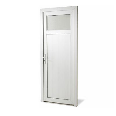 Porte de service pvc 1/4 vitrée Servicio 80 x h.205 poussant droit