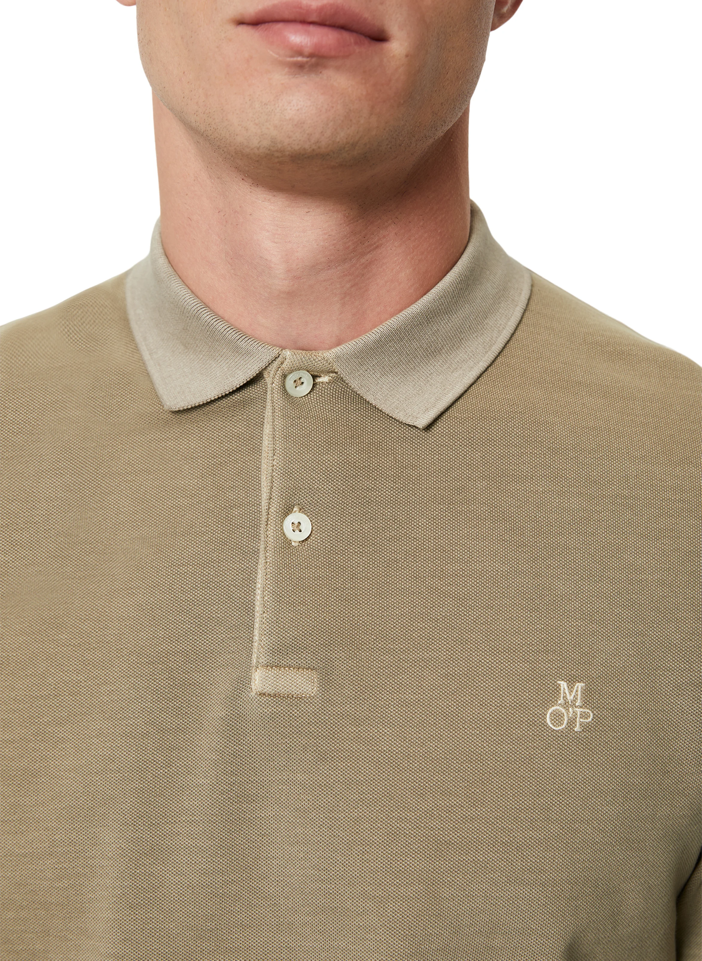 Polo regular-fit en coton bio mélangé | Beige