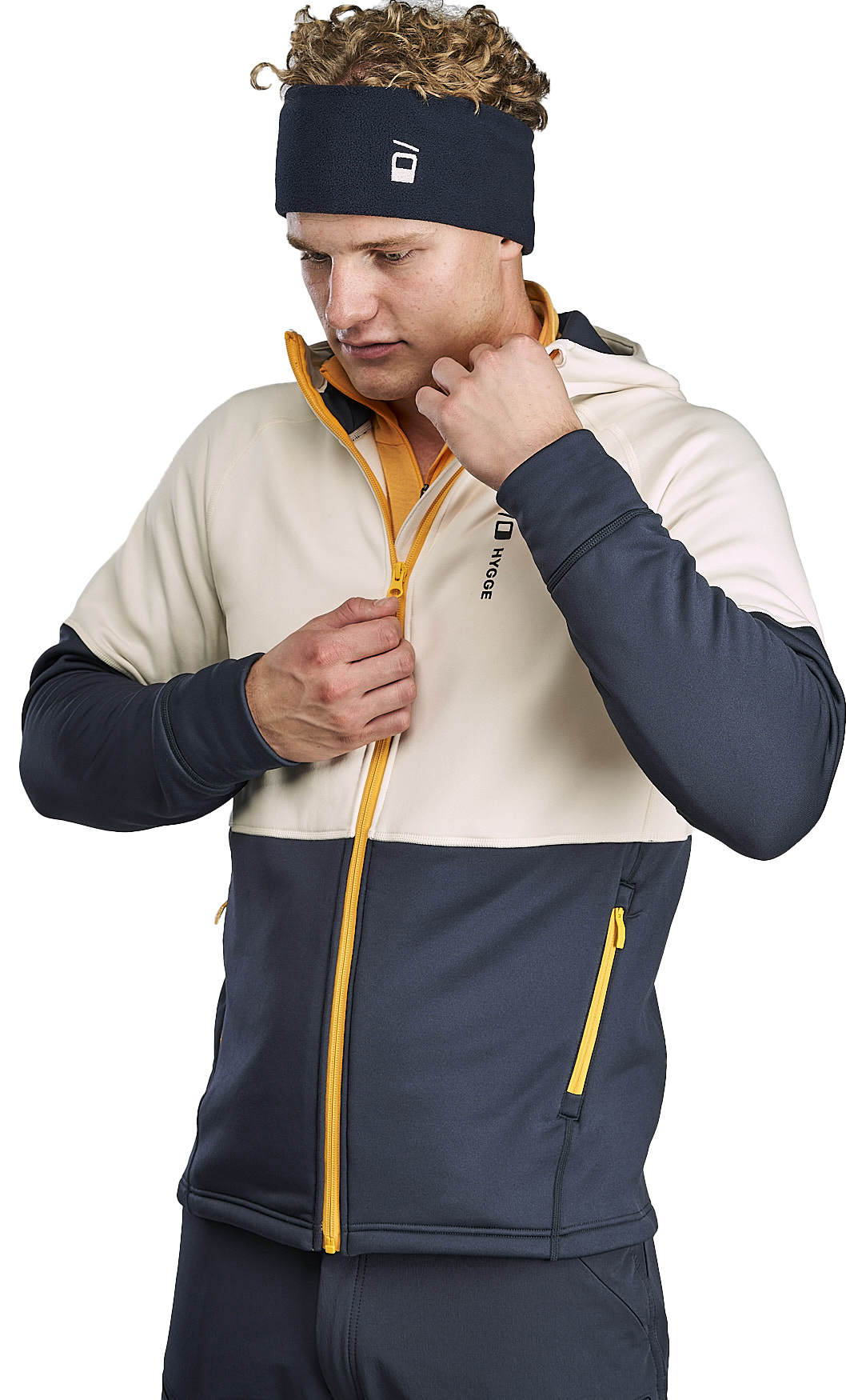 Pow Zip Hoodie Herre 23/Beige/Mørkeblå