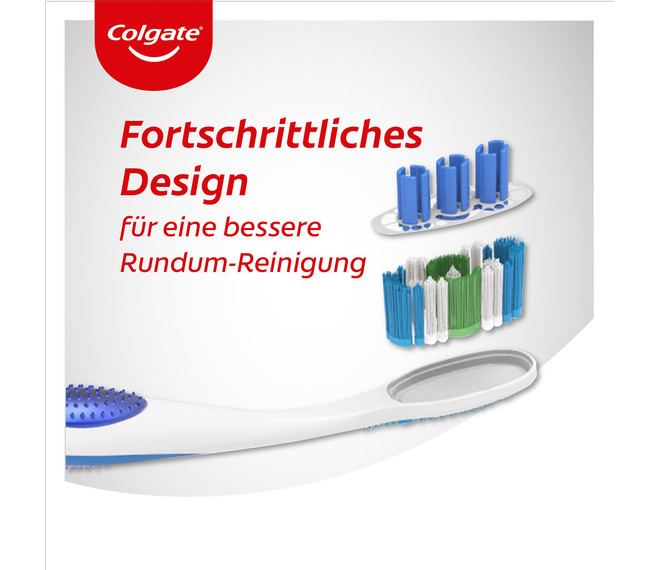 Colgate 360° Whole Mouth Clean Mittel Zahnbürste Entfernt bis zu 151% mehr Bakterien