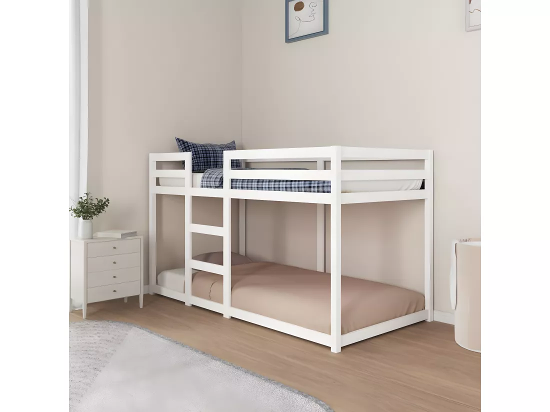 Lit superposé Blanc 90x190 cm Bois de pin massif