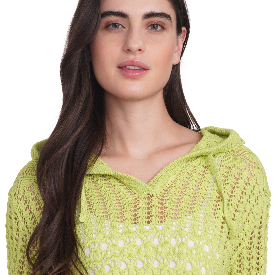 Gina Damen Strickpullover mit Ajour-Muster hellgrün