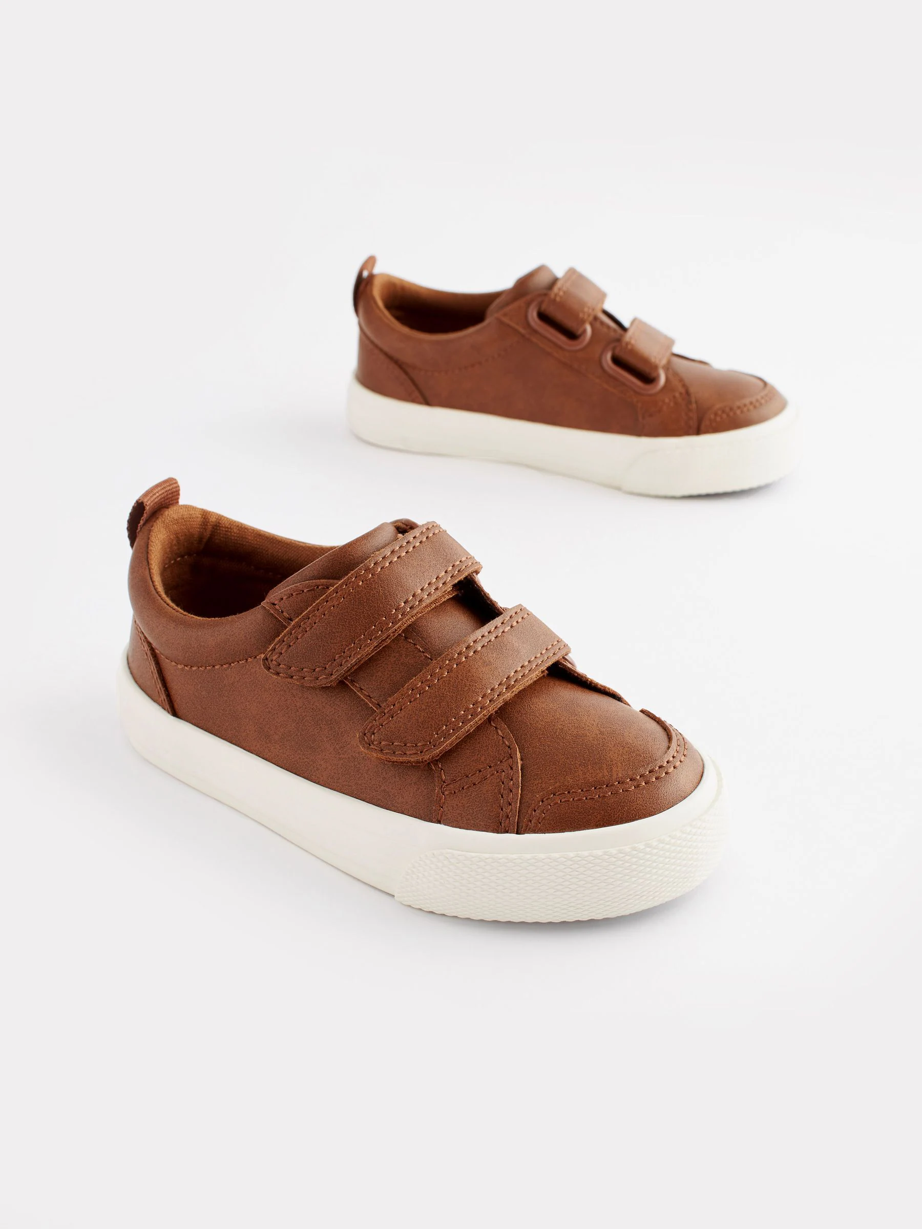 Lichtbruin - Sneakers met twee klittenbandjes