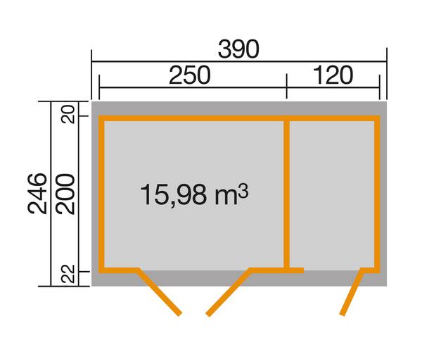 Weka Gartenhaus 254, ca. B390/H222/T246 cm