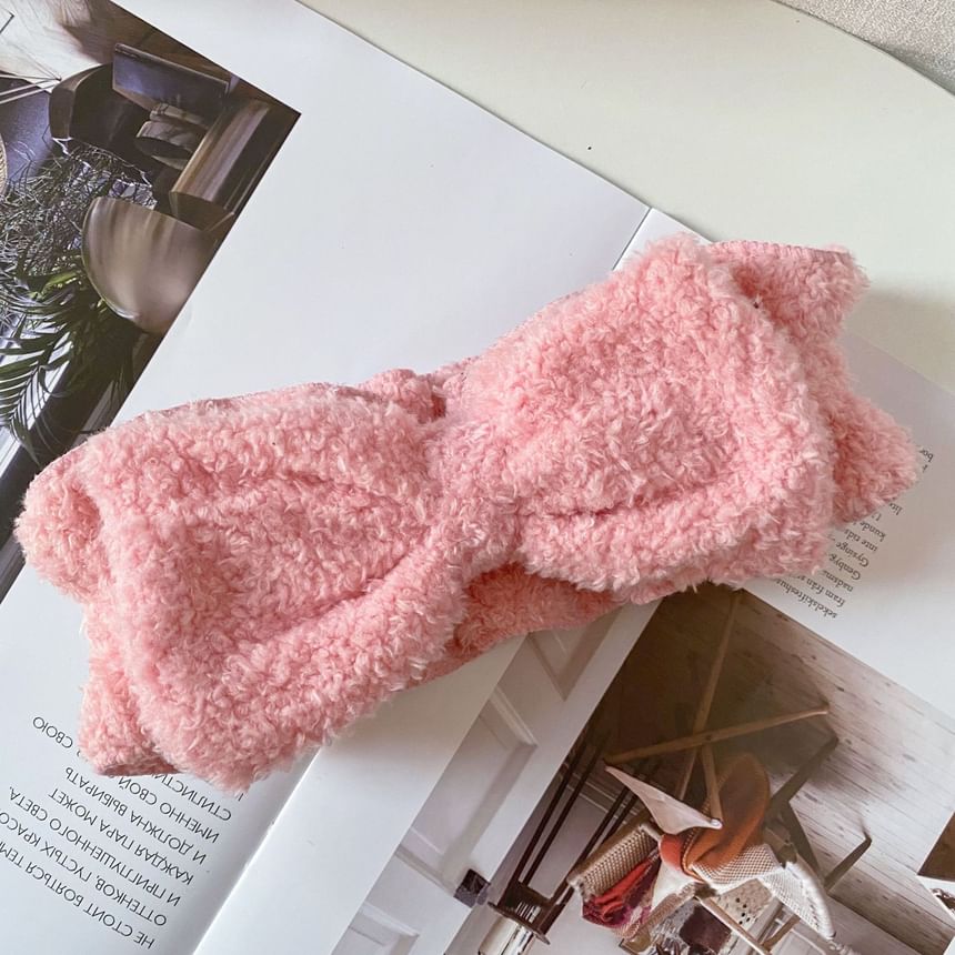 Karnemelk - Bow Chenille Face Wash Hoofdband