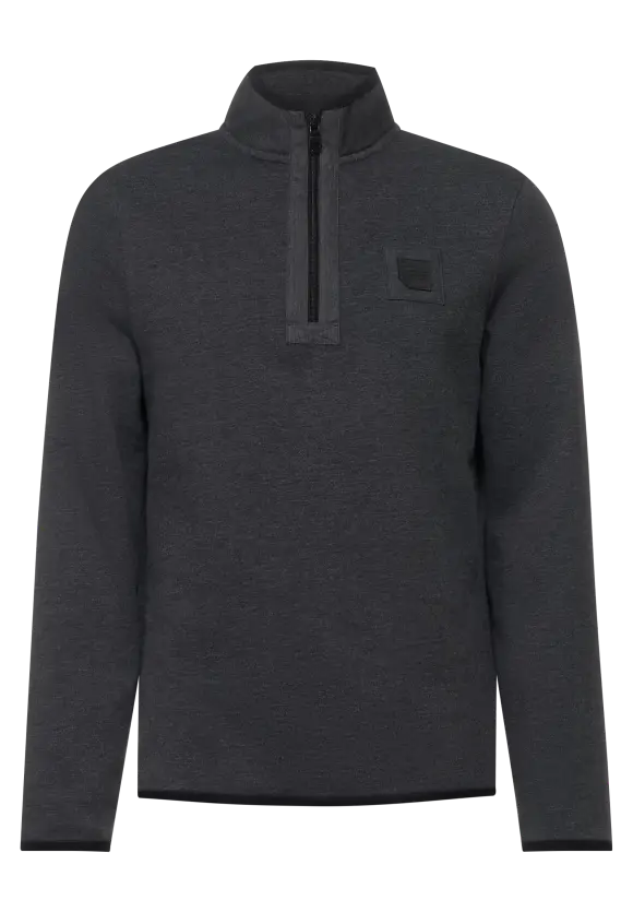 Sweatshirt mit Troyerkragen - storm grey melange