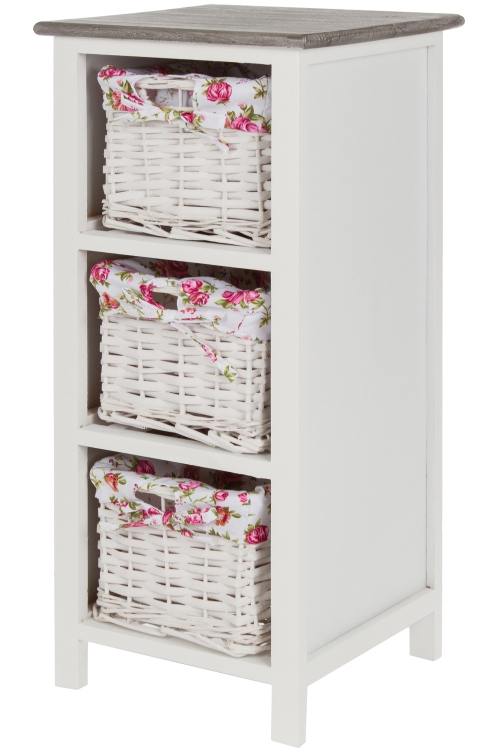 Kommode TOUJOURS - weiß-rosé - 3 Schubkörben