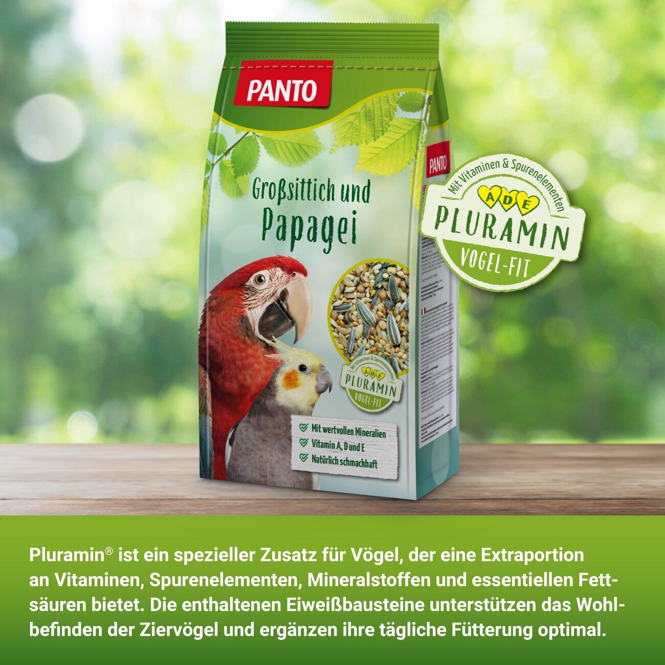 Panto ® GROSSSITTICH- UND PAPAGEIENFUTTER MIT PLURAMIN® 1 kg