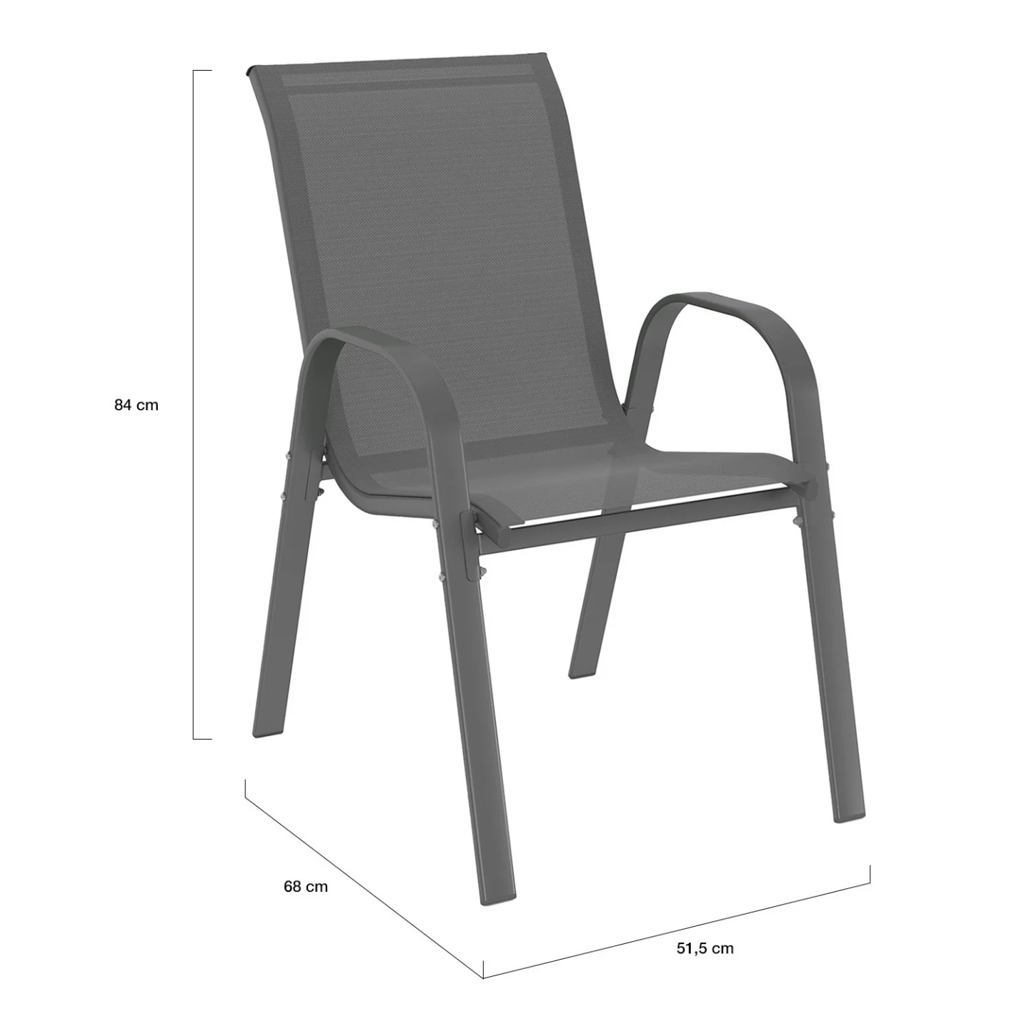 Salon de jardin MADRID table 190 CM et 8 chaises empilables gris anthracite