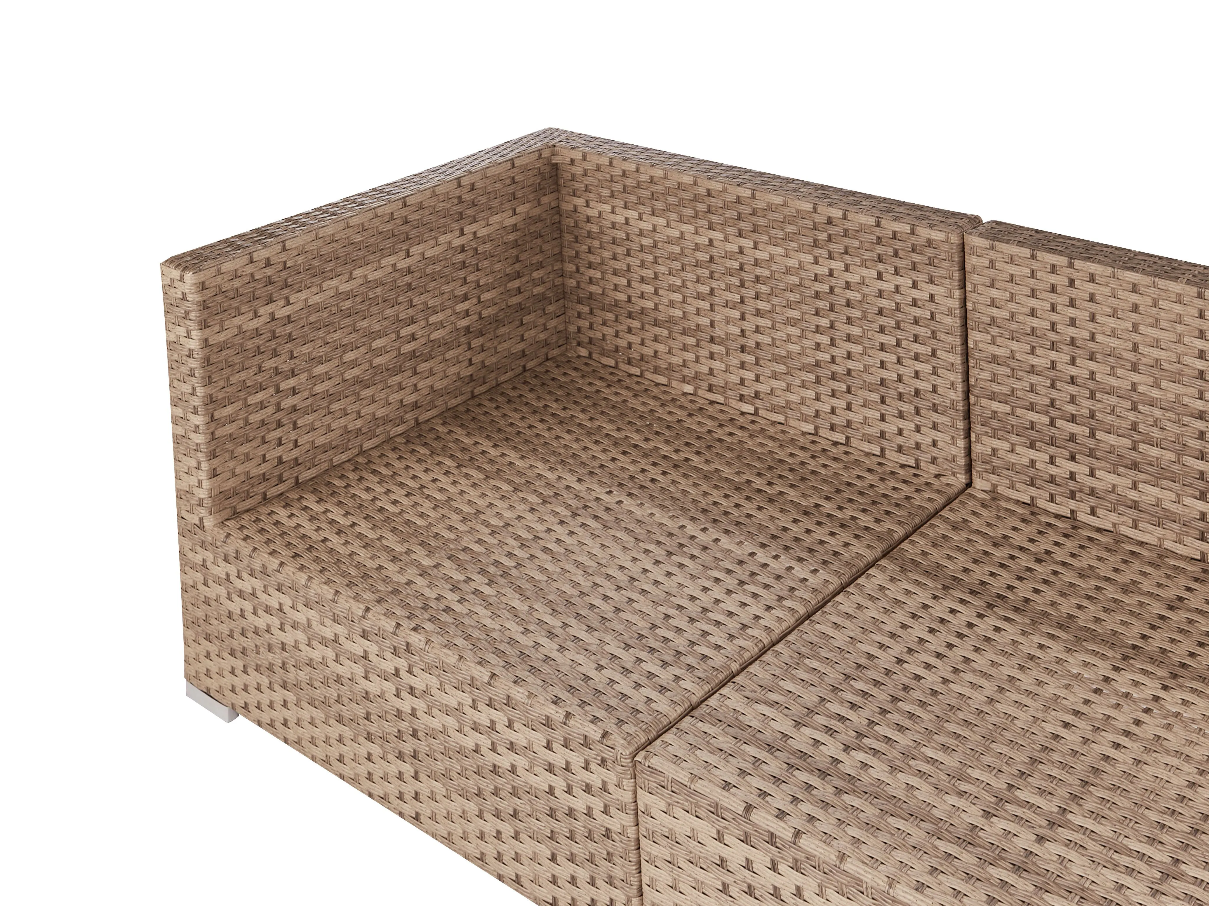Tuin hoekloungeset met tafel 4-zits SANO rechtszijdig modulair PE rotan Natuurlijk