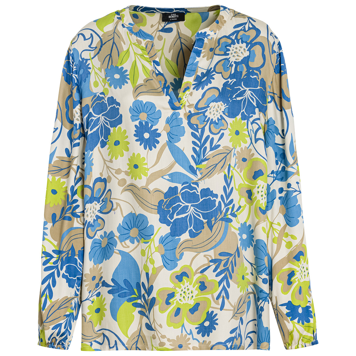 Gina Benotti Damen Bluse mit Blumen-Allover dunkelblau / blau / grün