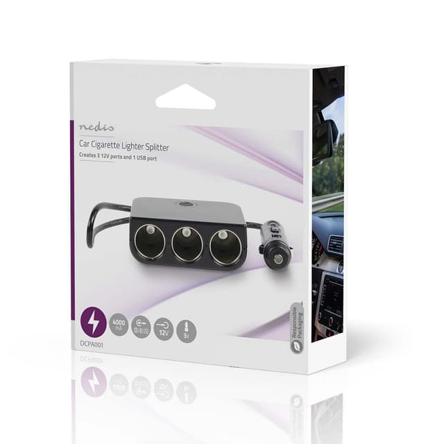 Nedis Universal DC Power Adapter | Biladapter | 150 W | Indgangsspænding: 12 V DC | 12 V DC | Maksimal udgangsstrøm pr. port: 4.0 A | Sort