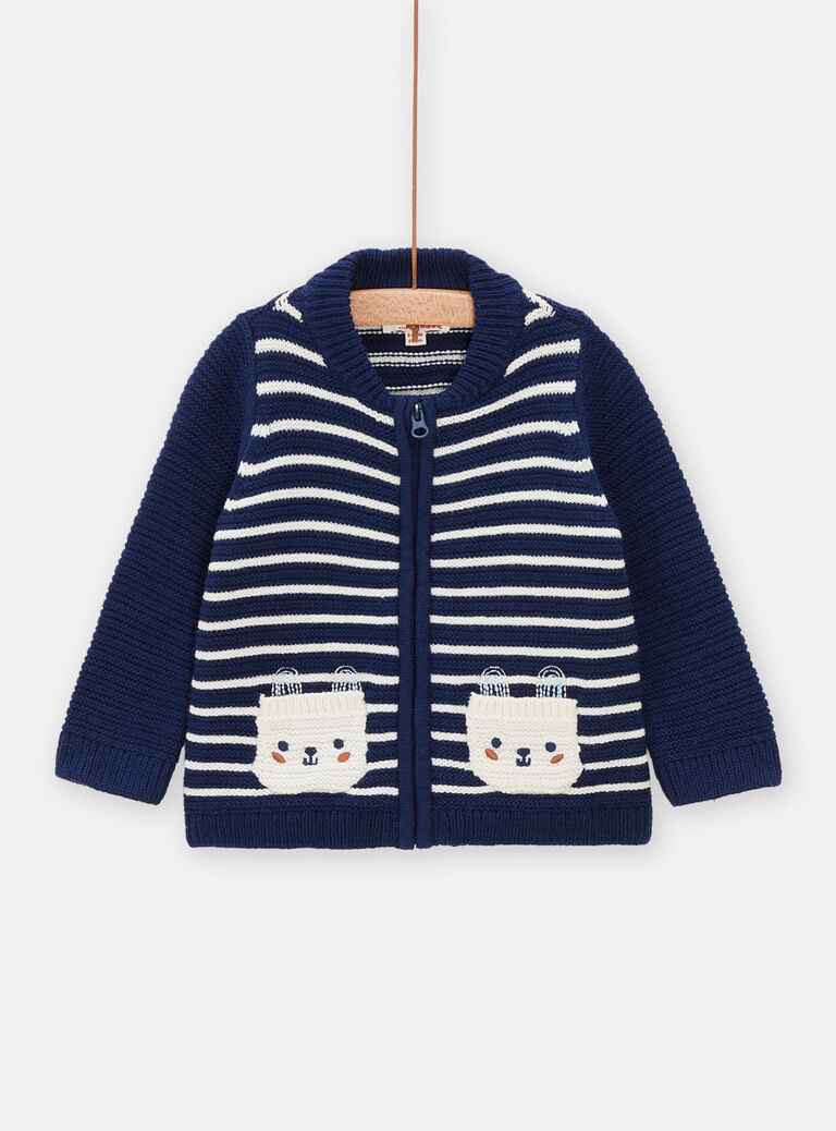 Gilet bleu marine à rayures pour bébé garçon