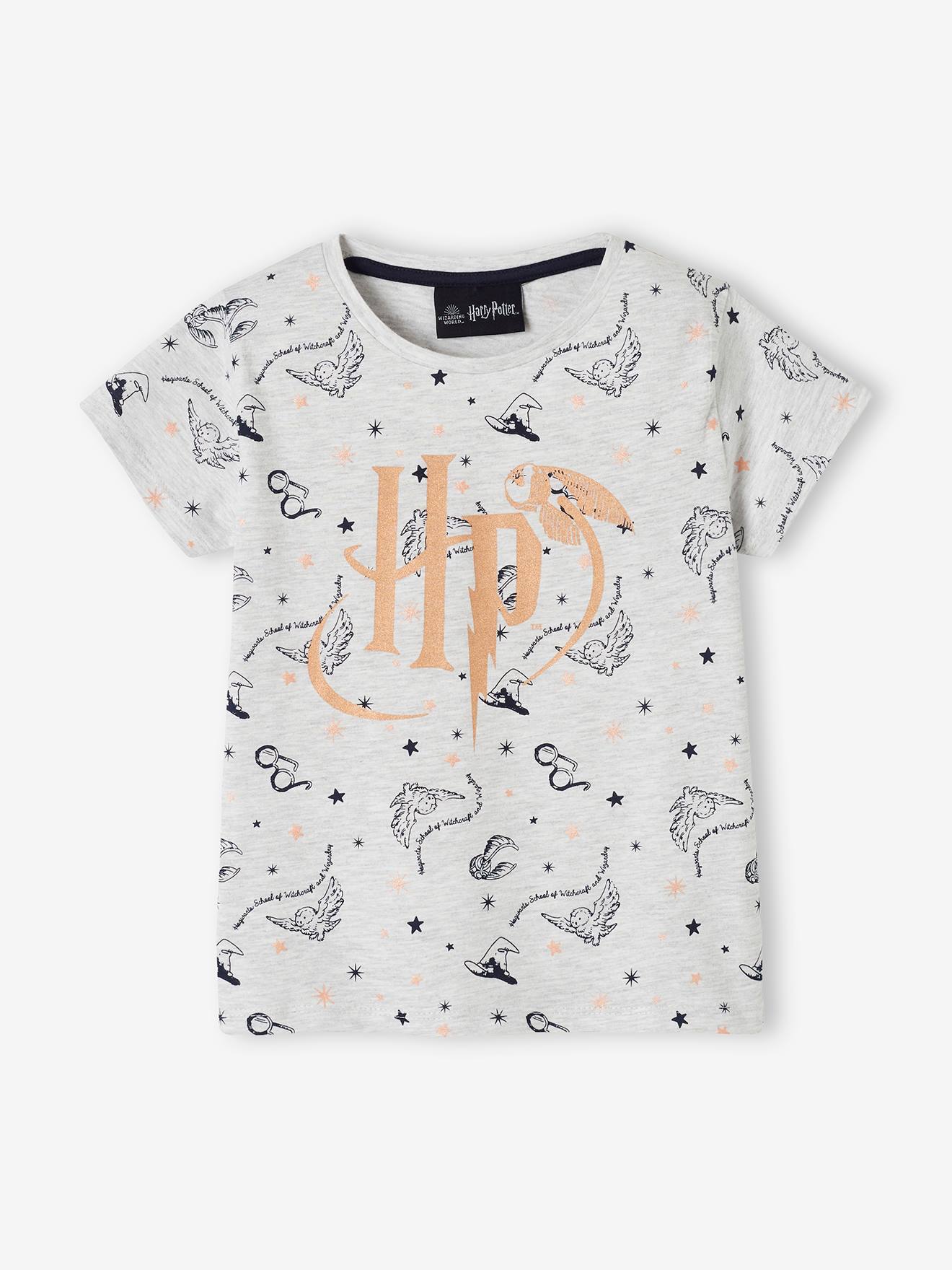 Conjunto de pijama cinza claro com estampa do Harry Potter® e shorts.