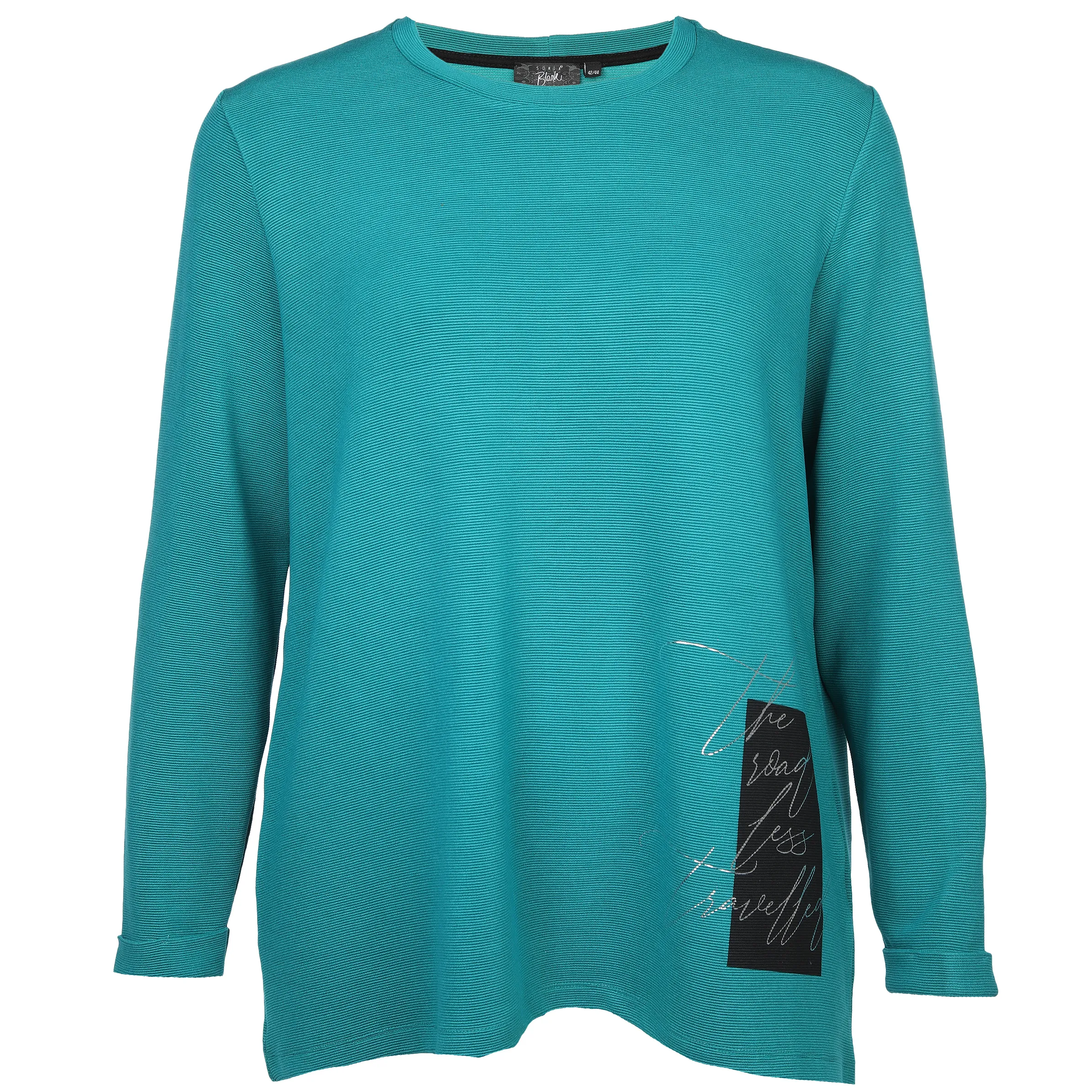 Große Größen Rippshirt mit Glitzerprint
