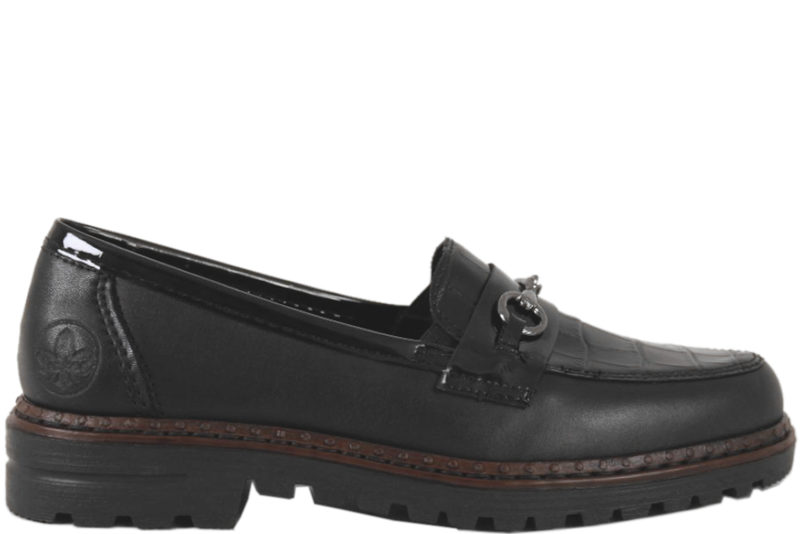 RIEKER SORT LOAFERS I GLAT SKIND