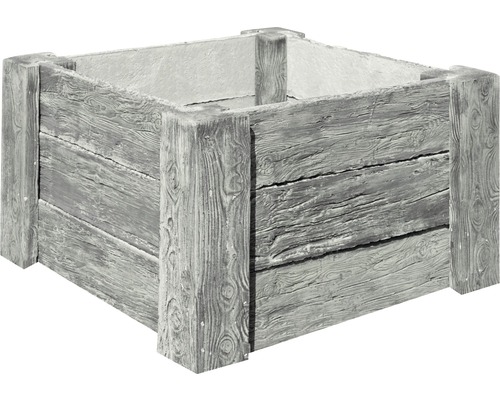 Betonnen verhoogde tuinbak Cube antiekgrijs met voorgemonteerde draad 120 x 120 x 69 cm