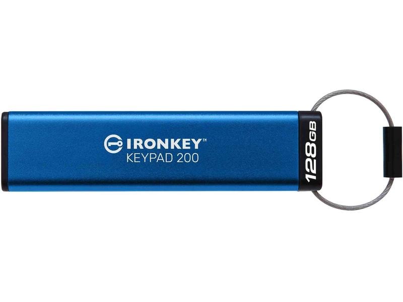 Kingston USB-Stick IronKey Keypad 200 128 GB Verschlüsselter USB-Stick mit Tastatur