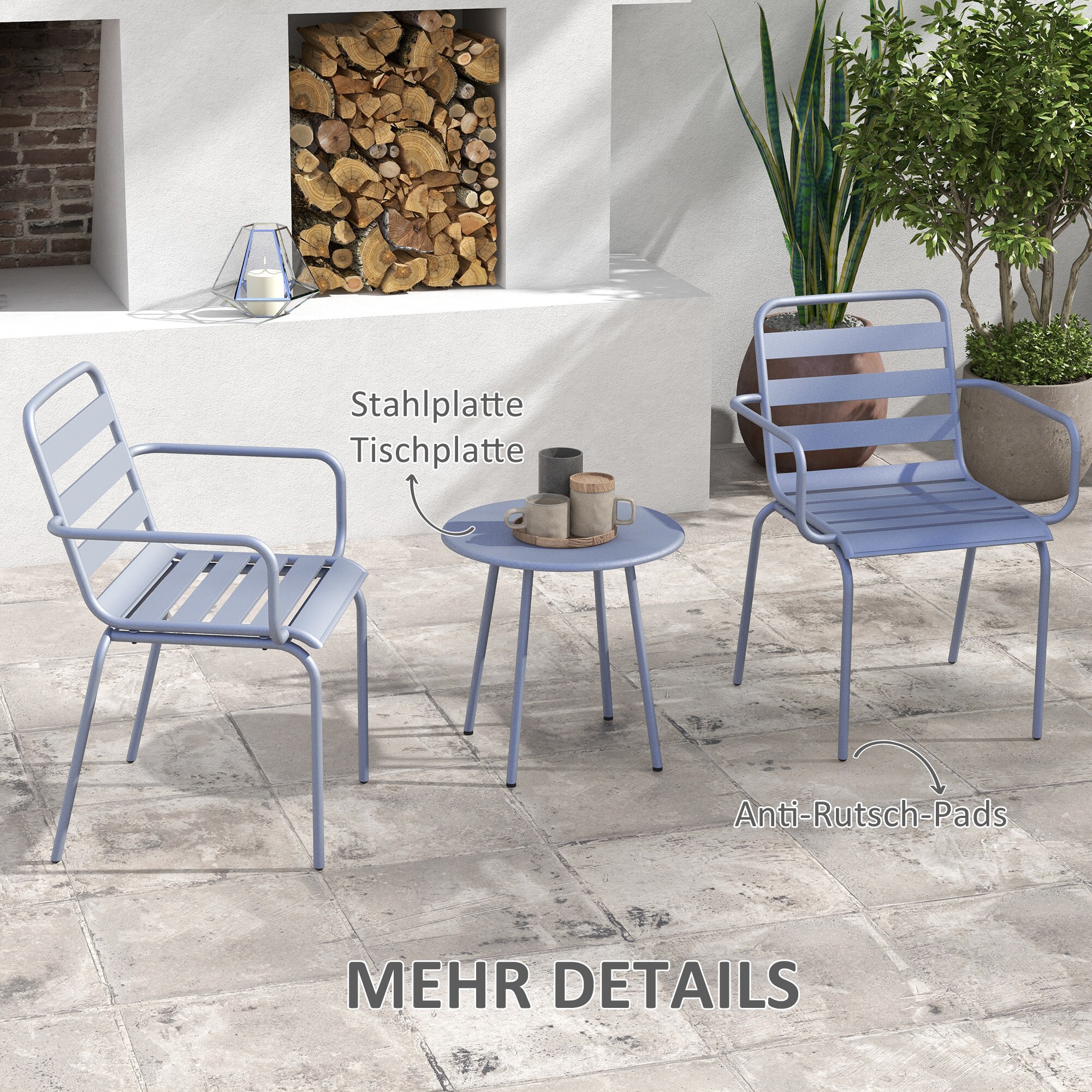 Outsunny Gartenmöbel-Set mit 2 Stühlen grün 51L x 58B x 78H cm