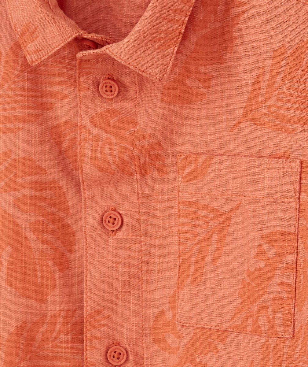 LA CHEMISE ORANGE EN COTON IMPRIMÉ FEUILLES