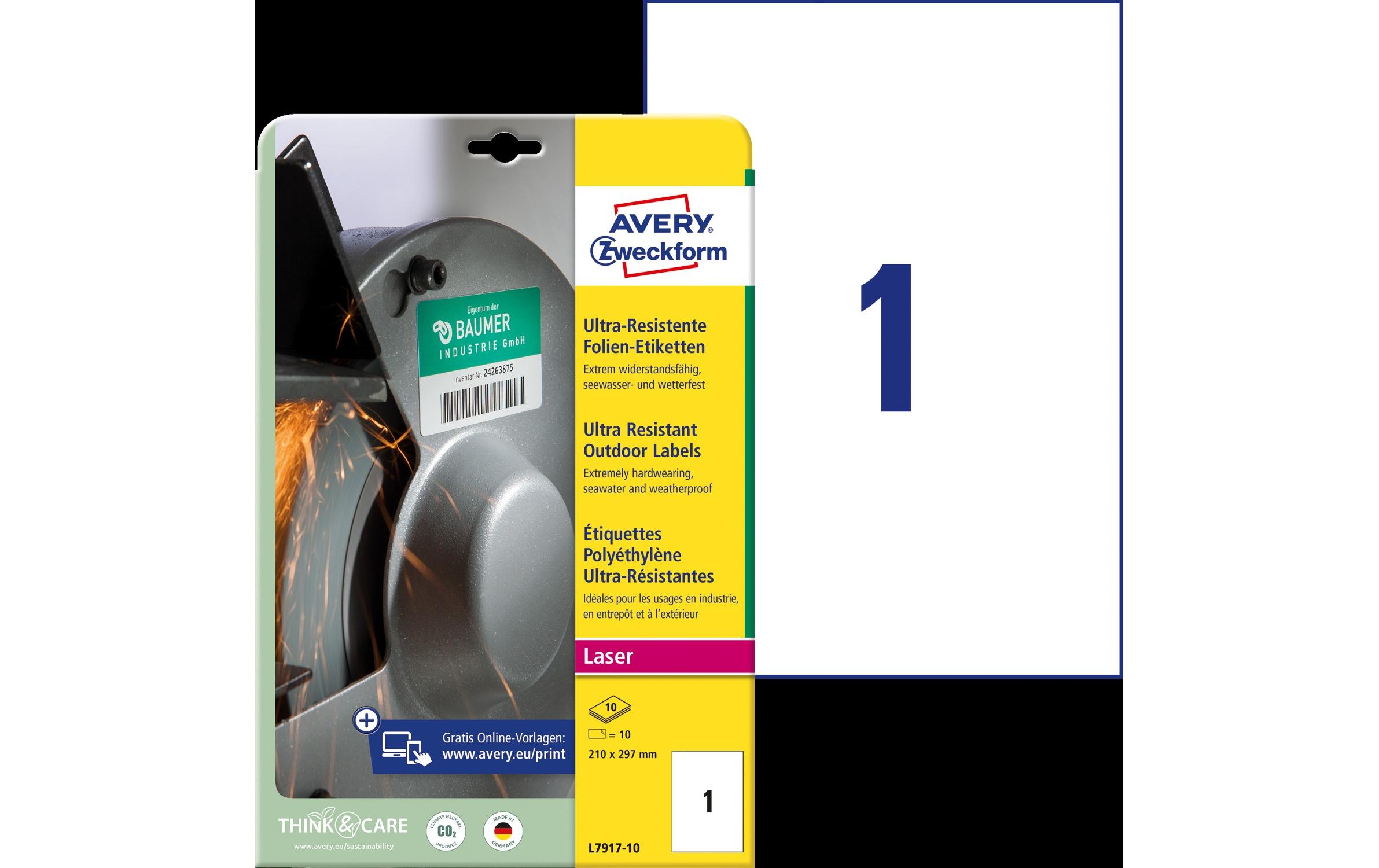 Vielzweck-Etiketten ultra-resistent 210 x 297 mm, 10 BlattWiderstandsfähige Etiketten