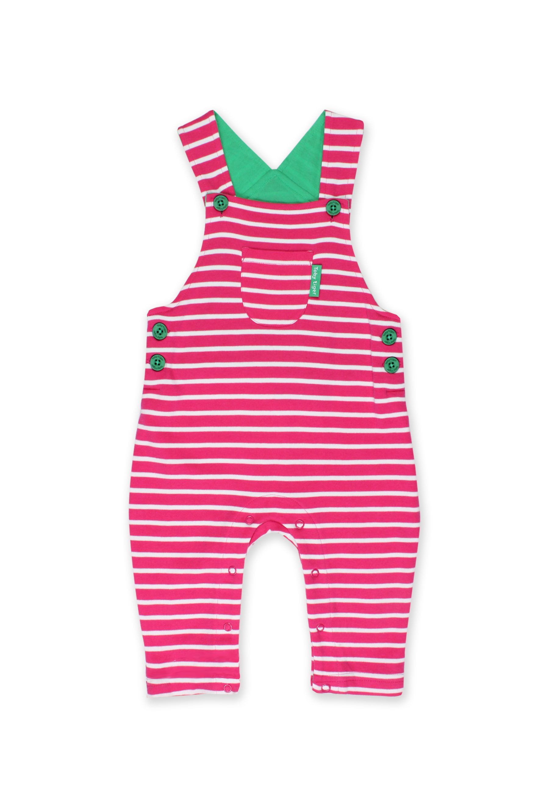 Toby Tiger Latzhose mit pinken Bretone-Streifen