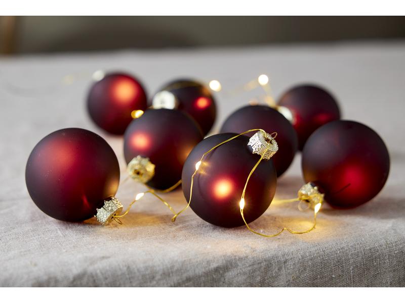 Star Trading LED-Lichterkette Bliss, 1.6 m, 8 Kugeln, Rot Messingfarbene Lichterkette