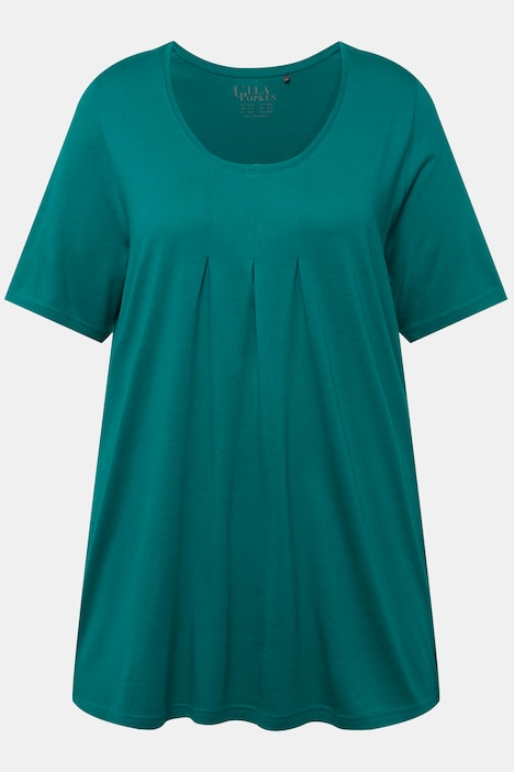 T-Shirt, Zierfalten, A-Linie, Rundhals, Halbarm, Modal