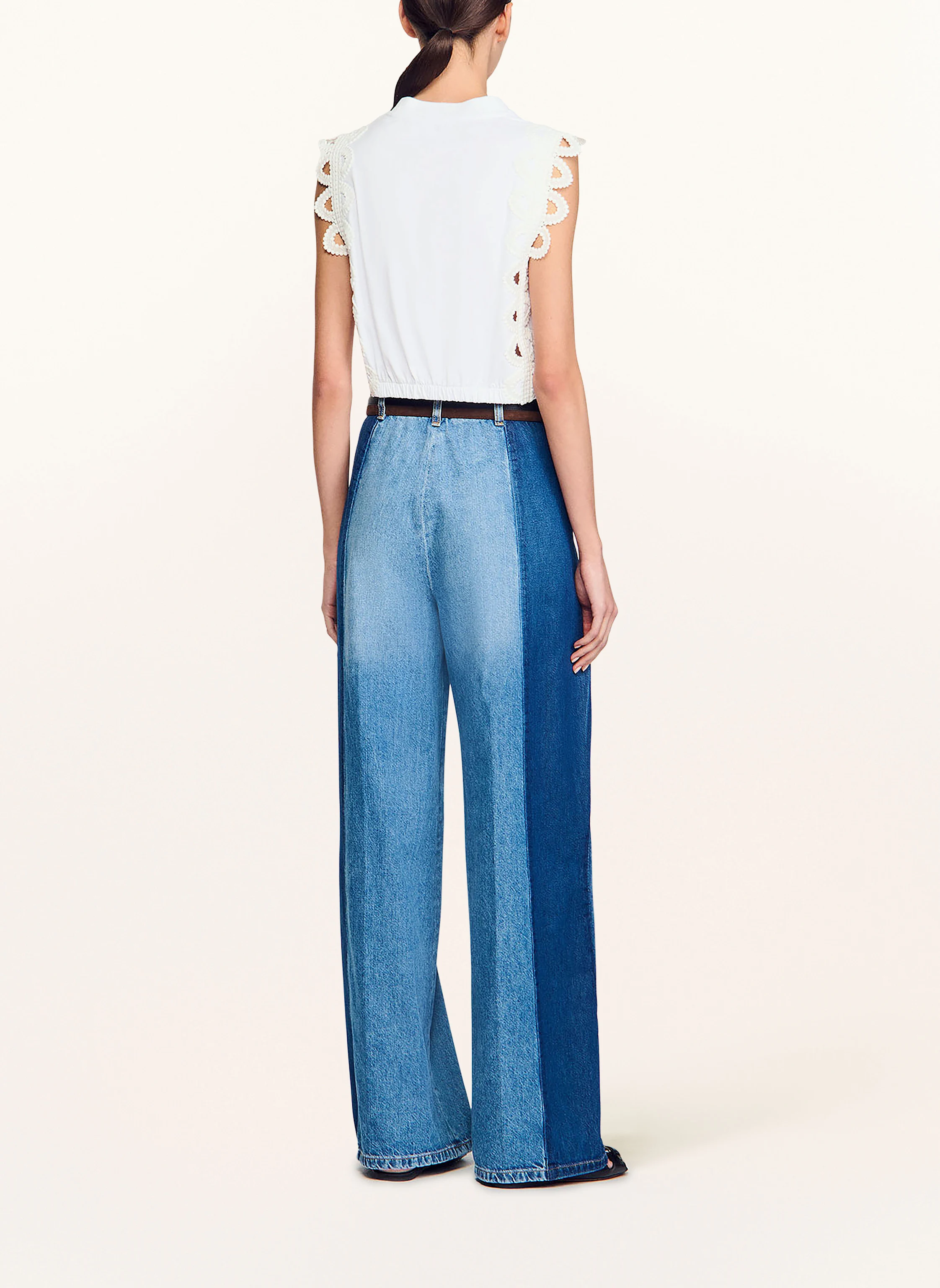 SANDRO Cropped-Top mit Spitze