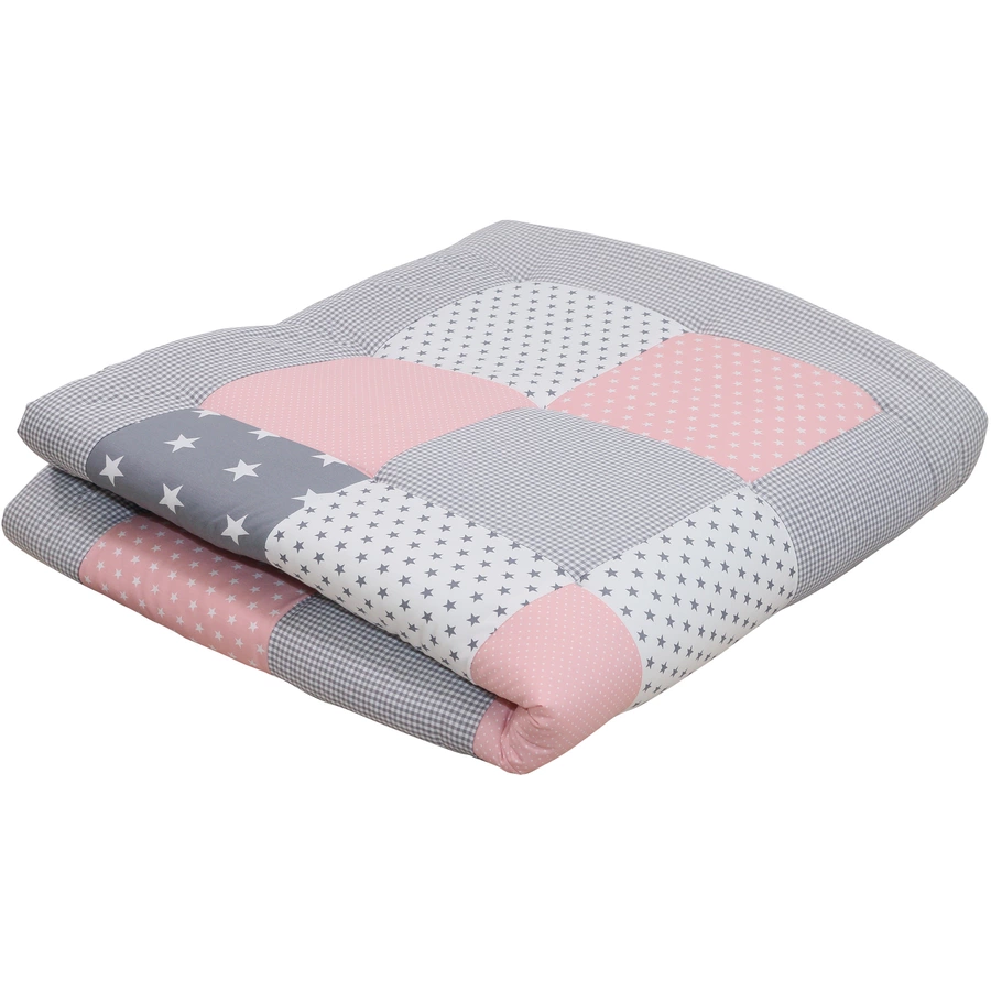 Ullenboom Krabbeldecke Patchwork rosa grau 120x120 cm