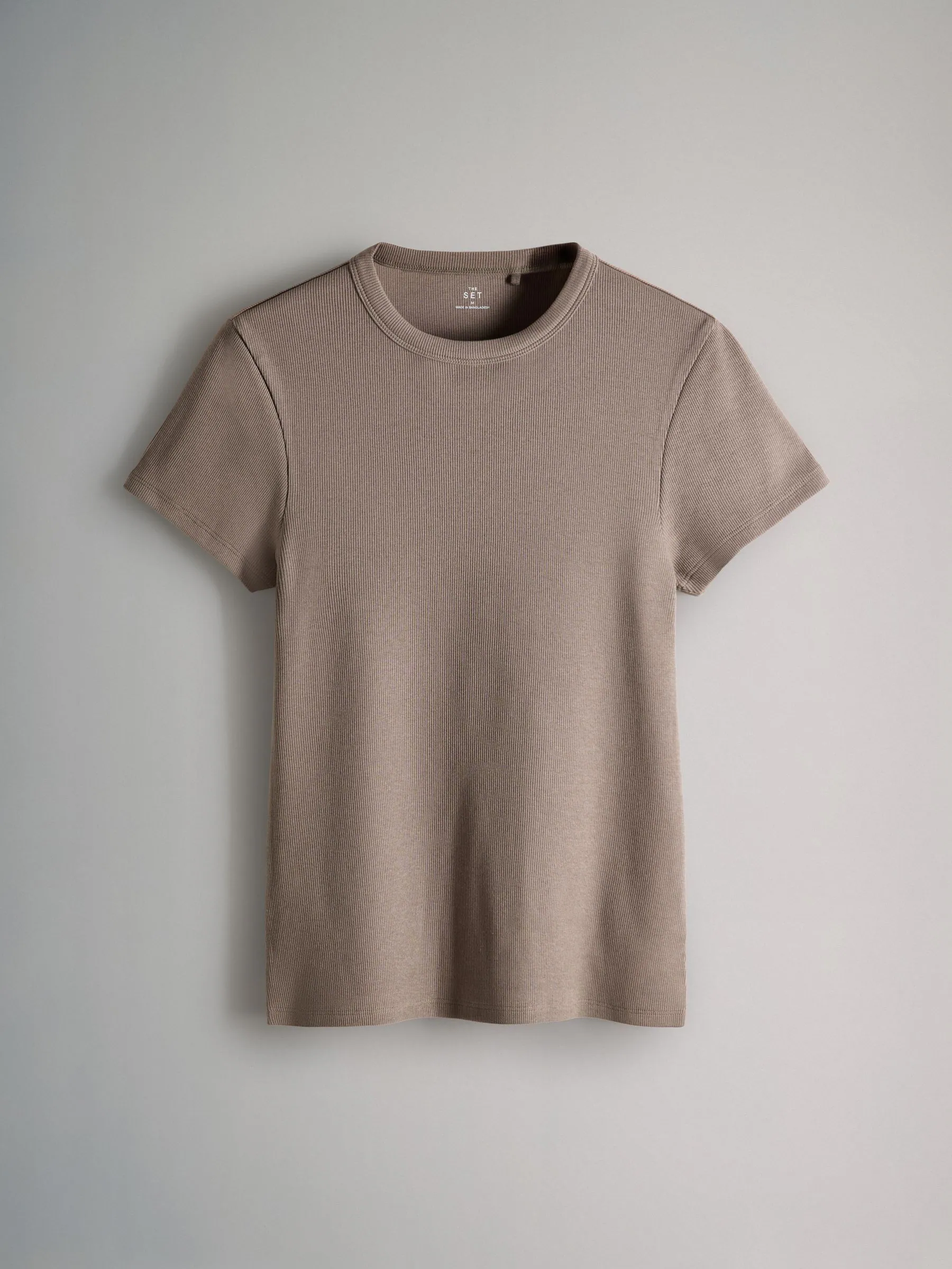 Taupe/roze/wit - The Set 3 Pack Korte Mouw Geribd T-shirt