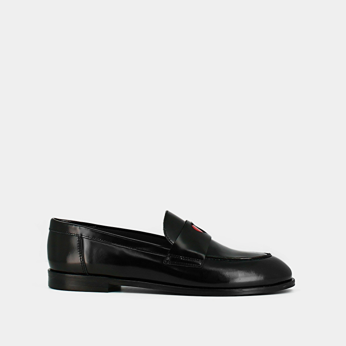 Mocassins à bouts ronds  en cuir glacé noir