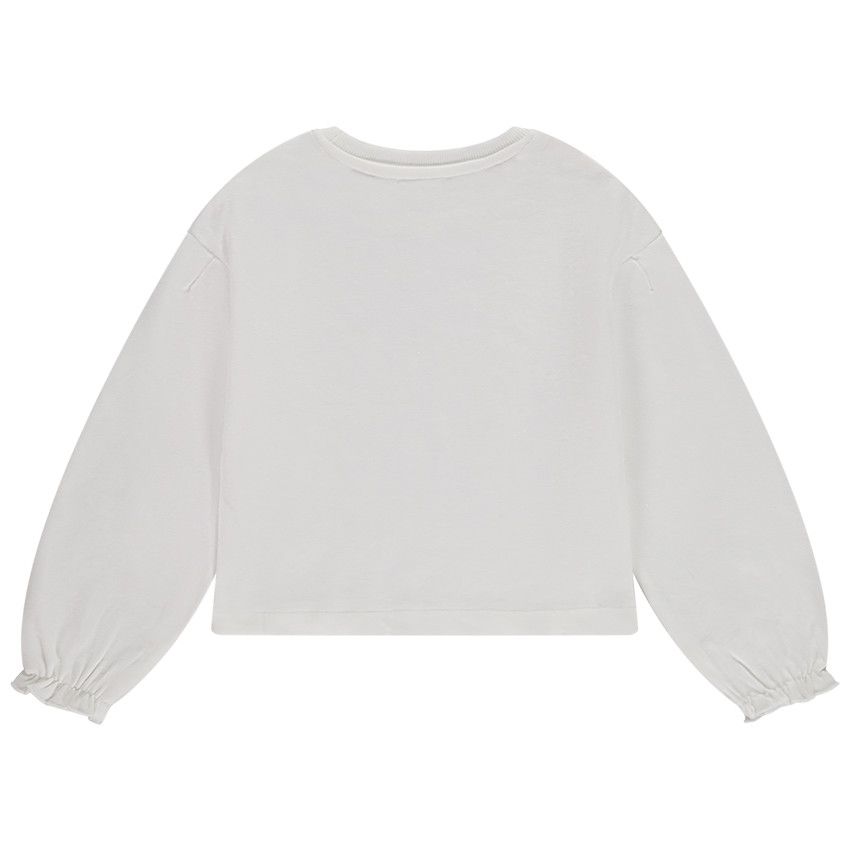 Sweat molleton court print hirondelle pour fille - Ecru