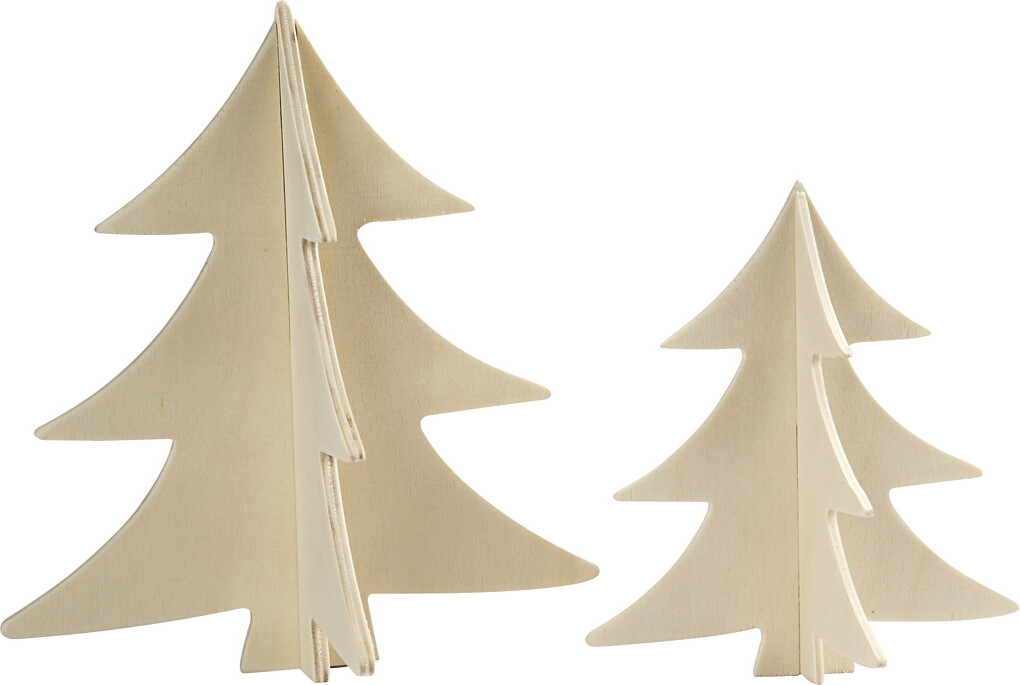 3D Juletræer - H 13+18 CM - 2 Stk