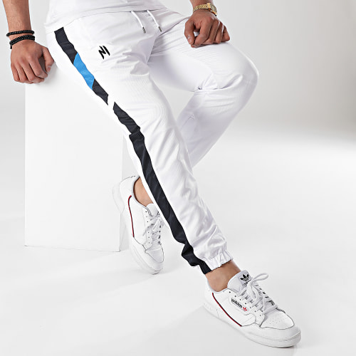Pantalon Jogging A Bandes Uzi Blanc Bleu
