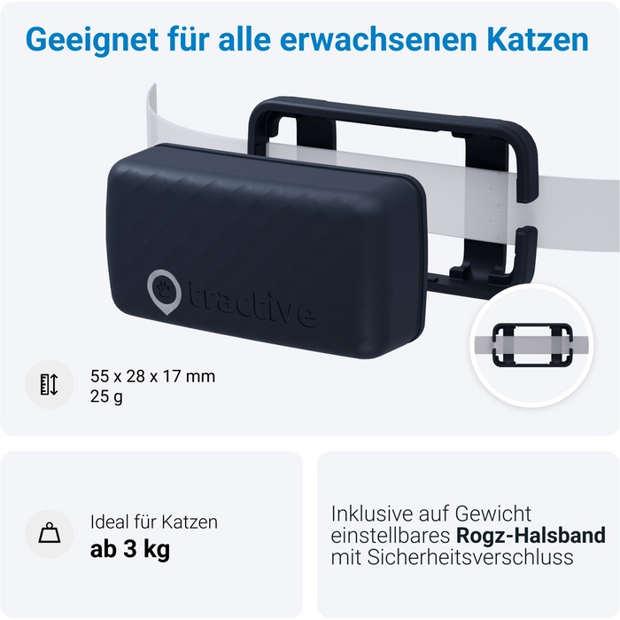 GPS CAT Mini Pet Tracker für Katzen mit Live Ortung und Aktivitäts Tracking iOS/Android (TRCAT5DB) - Dark Blue