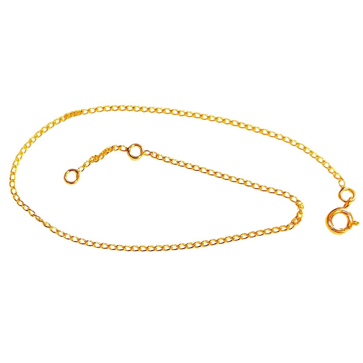 Bracelet de cheville chevillère femme enfant maille cheval limé en plaqué or 25 cm - 1mm